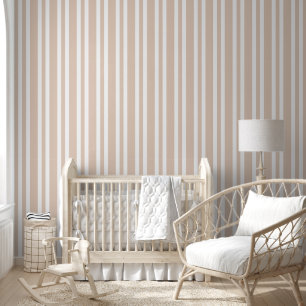 Pastel geroosterd amandel beige witte strepen patr behang