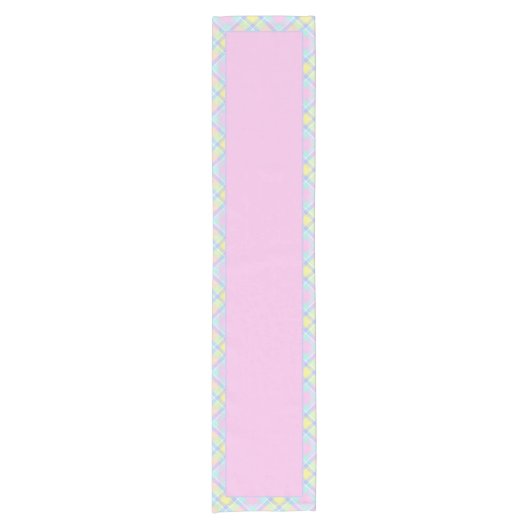 Pastel geruite lange tafelloper (Voorkant)