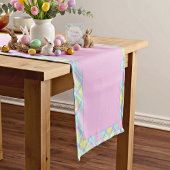 Pastel geruite lange tafelloper