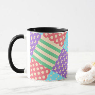 Pastel geruite streep lint stip geometrisch mok