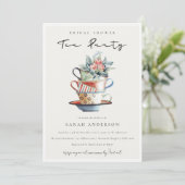 Pastel gestapelde bekertjes Vrijgezellenfeest Tea Bedankkaart (Staand voorkant)