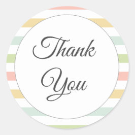 Pastel gestreept, kleurrijk dank u ronde sticker