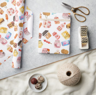 Pastel-getint schattig dessertpatroon cadeaupapier