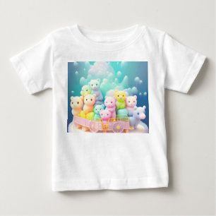 Pastel Gevulde Dier Baby Fijne Jersey T-shirt