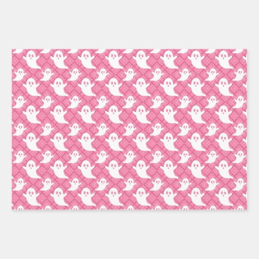Pastel Ghosts Halloween Wrapping Paper set van 3 (Voorkant)