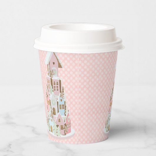 Pastel Gingerbrood Castle Sugar Cake Papieren Bekers (Rechts)