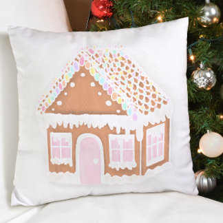 Pastel Gingerbrood House Kerstmis Sierkussen