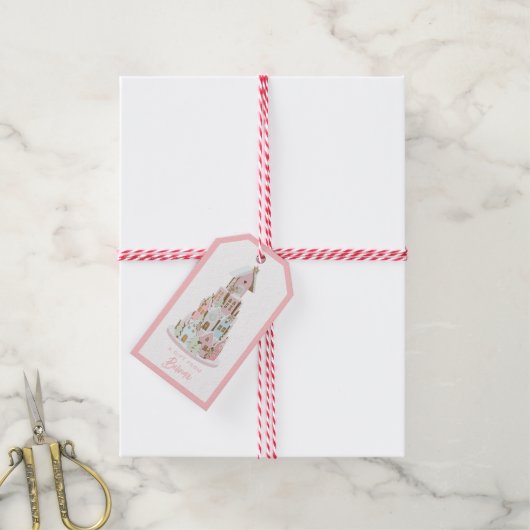 Pastel Gingerbrood Suiker Castle Cake Cadeaulabel (Met Touw)