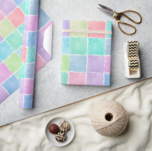pastel gingham - blokken cadeaupapier