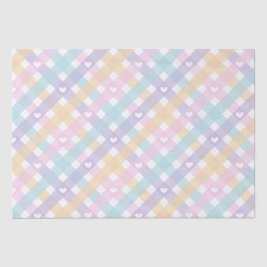 Pastel Gingham Harten Tissuepapier (Voorkant)