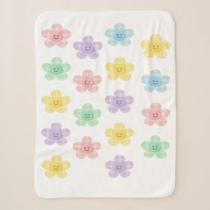 Pastel Gingham Lachende Bloemen Mooie Deken