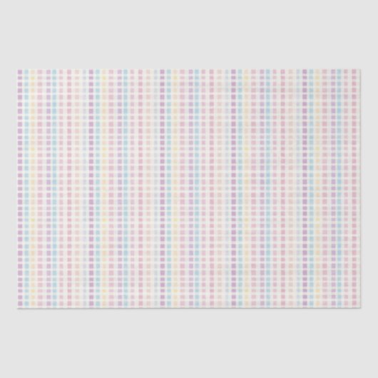 Pastel Gingham Patroon Moderne Verjaardag Tissuepapier (Voorkant)