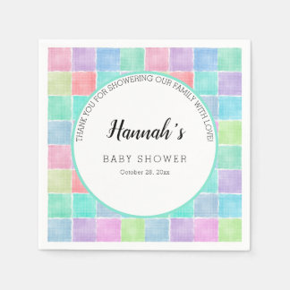 Pastel Gingham servetten baby shower blokken
