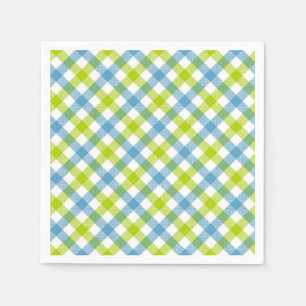 Pastel Gingham servetten Blauw Groen