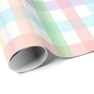 Pastel Gingham Stripes Cadeaupapier