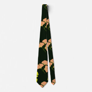 Pastel Ginko bladeren op zwarte achtergrond Stropdas