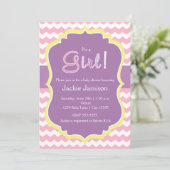 Pastel Girls Spring Chevron Baby shower Invitation (Debout devant)