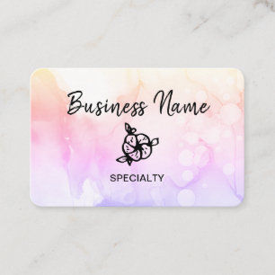 *~* Pastel Girly Abstracte Ombre Peach Logo QR cod Visitekaartje