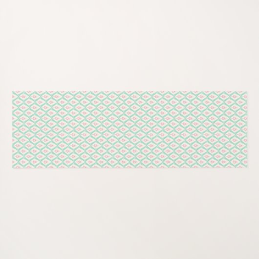 Pastel Girly Groen & Roze Patroon met Initialen Yogamat (Achterkant (horizontaal))