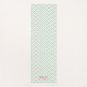 Pastel Girly Groen & Roze Patroon met Initialen Yogamat (Voorkant)