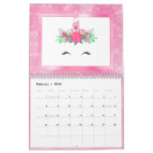 Pastel Glam Unicorn Visages amusants Calendrier mo (Feb 2026)