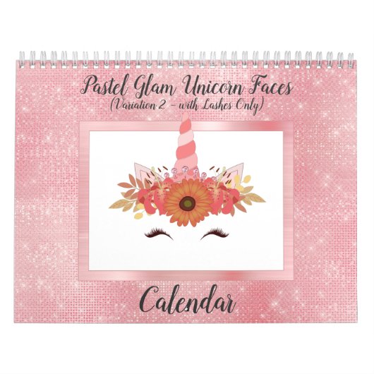 Pastel Glam Unicorn Visages amusants Calendrier mo (Protection)