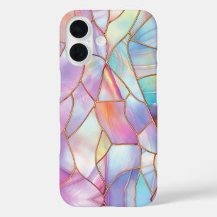Pastel Glas in lood Gold Lines iPhone 16 Hoesje