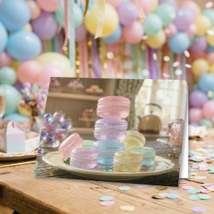 Pastel Glazen Macaron Koekjes Gelukkig Verjaarda Kaart