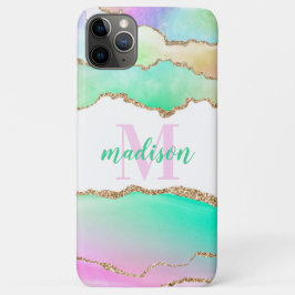 Pastel Glitter Agate Monogrammed iPhone 11 Pro Max Hoesje