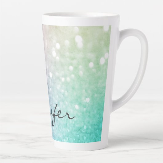 Pastel Glitter Bokeh BackgroundGlam Elegant Glitte Latte Mok (Rechts)