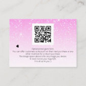 *~* Pastel Glitter Dank u Logo die QR brandt Informatiekaartje (Achterkant)