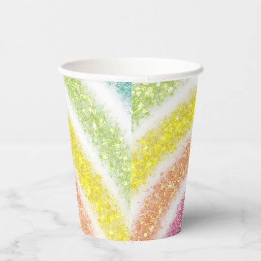 Pastel Glitter Rainbow Papieren Bekers (Rechts)