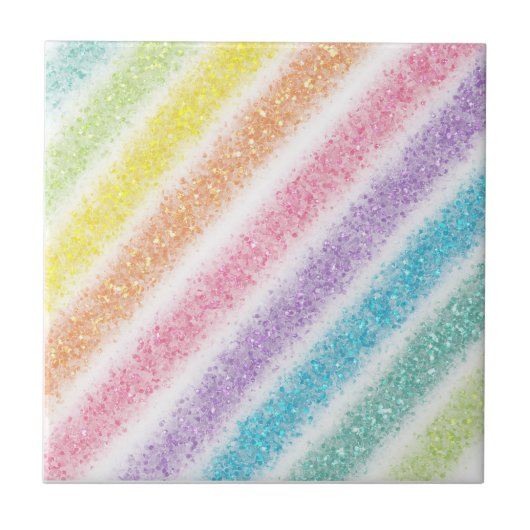 Pastel Glitter Rainbow Tegeltje (Voorkant)