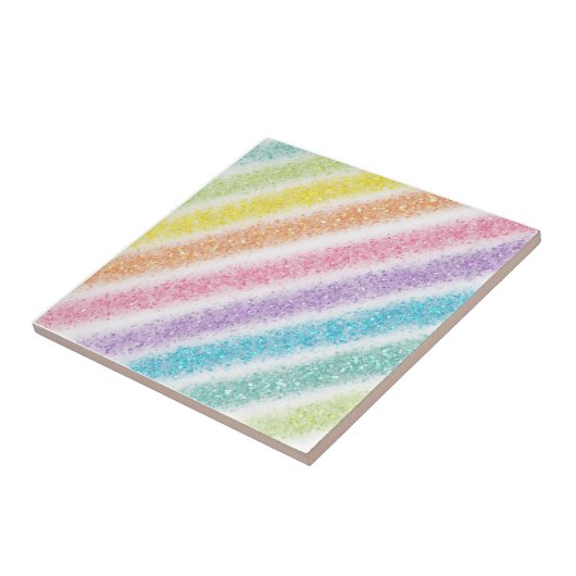 Pastel Glitter Rainbow Tegeltje (Zijkant)
