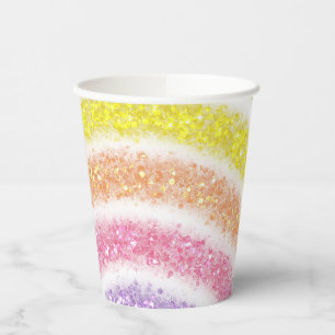 Pastel Glitter Regenboog Papieren Bekers