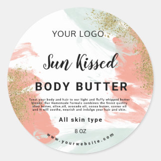 Pastel glitter water kleur Body butter label