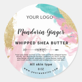 Pastel glitter water kleur shea boter label