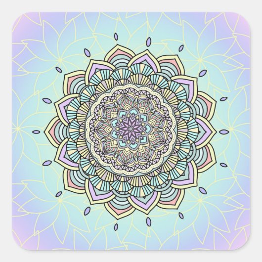 Pastel Glow Mandala ID359 Vierkante Sticker (Voorkant)