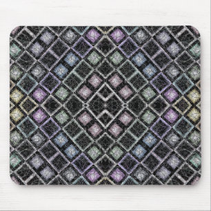 Pastel Glow Mozaïek Mandala met Zilveren Rooster Muismat