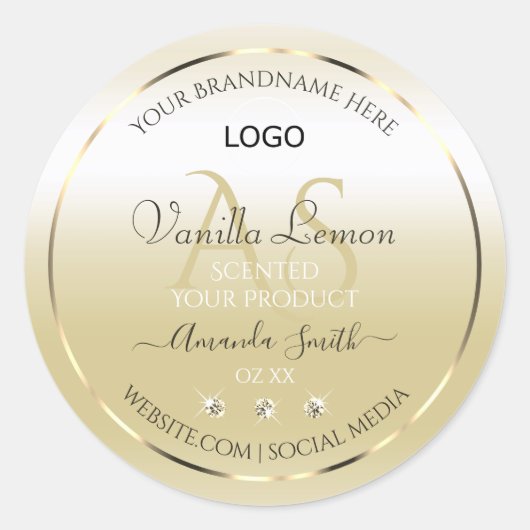 Pastel Gold Cream Produit Logo Étiquette et Initia (Devant)