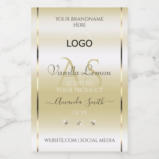 Pastel Gold Cream Produit Logo Étiquette et Initia (Étiquettes simples)