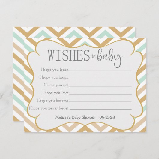 Pastel Gold en Green Zig Zag Baby Wishes (Voorkant / Achterkant)