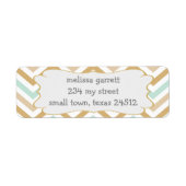 Pastel Gold en Green Zig Zag Neutrale Baby Etiket (Voorkant)