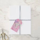 Pastel Gold Glitter Unicorn en Baby met bloemen Cadeaulabel (Met Touw)