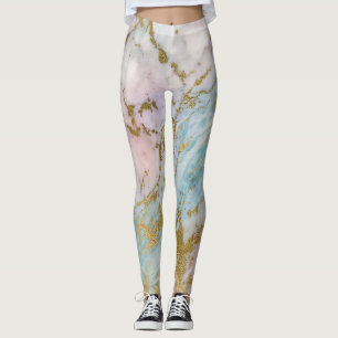 PASTEL Gold Marble Abstract ACTIEVE LEGGINGS