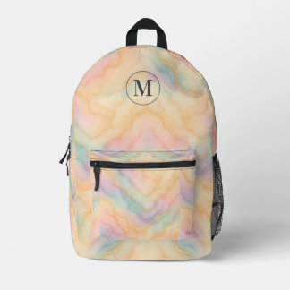 Pastel Gold Marble Rugzak met Bewerkbaar Initiaal