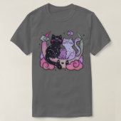 Pastel Goth Clothing Creepy CAt Family on Moon T-shirt (Design voorkant)