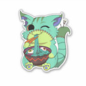 Pastel Goth Creepy Anime Ramen Cat Halloween T-Shi Sticker (Voorkant)