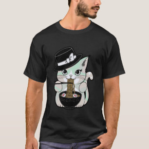 Pastel Goth Cute Kat Eet Noedels Onder Maan T-shirt
