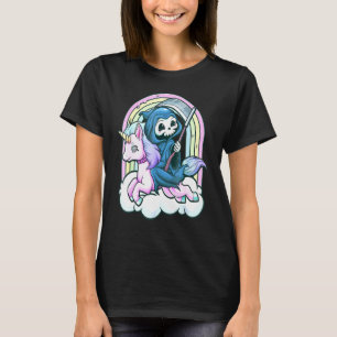 Pastel Goth Eenhoorn Grim Reaper Emo Skelet Kunst T-shirt